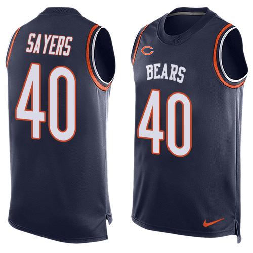 Nike Bears #40 Gale Sayers Navy Blue Team Color Men's Stitched NFL Limited Tank Top Jersey